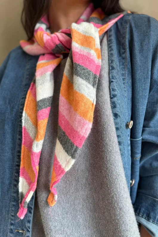 Jonti Stripe Knit Neckerchief Scarf 7